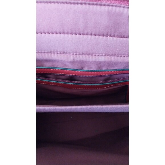 Faux Ostrich Handbag Shoulder bag Mezon Red w/ Snakeskin Accents - Picture 10 of 11